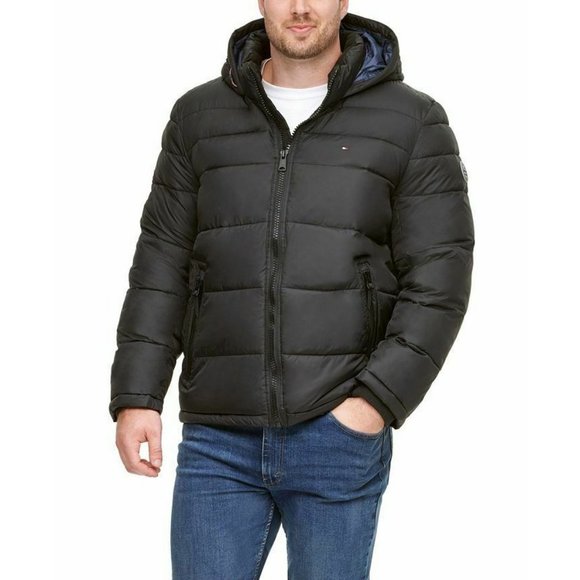 Tommy Hilfiger Men's Size XXL Black Quilted Hooded Puffer Jacket - Picture 1 of 10
